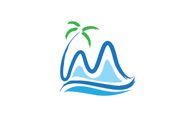 beach logo with coconut tree