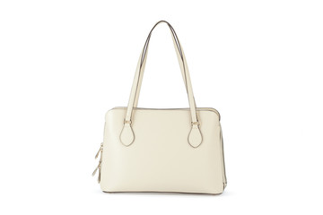 White leather female bag isolated over white