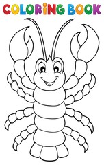 Coloring book cartoon lobster theme 1