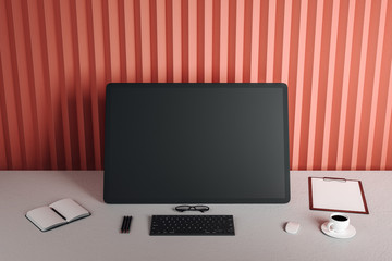 Designer desktop with computer