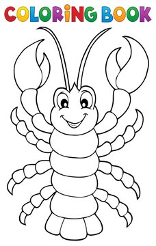 Coloring book cartoon lobster theme 1