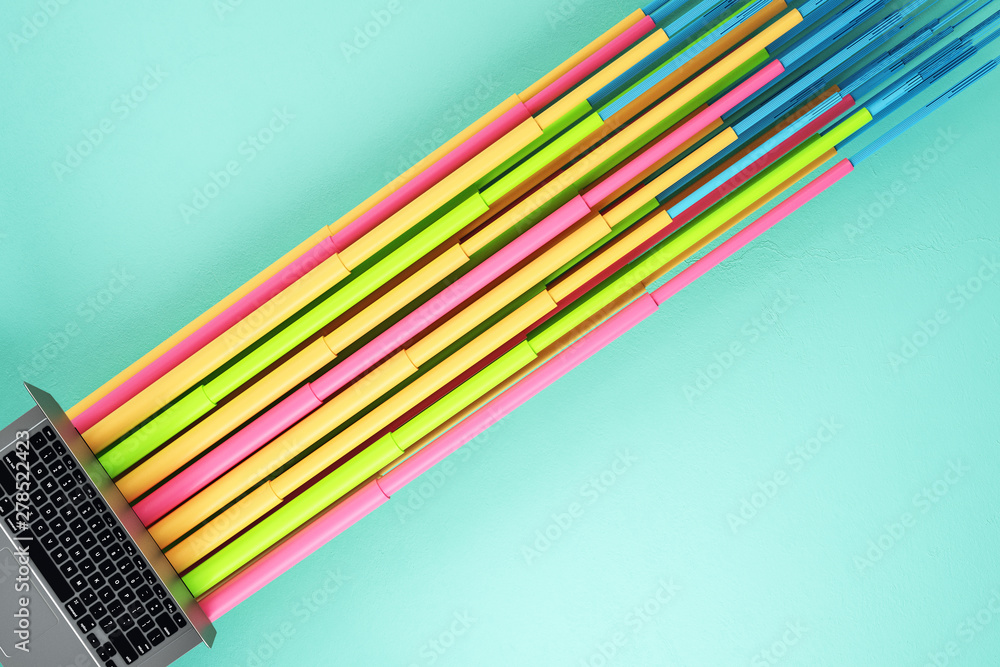 Aufkleber laptop with colorful connection lines