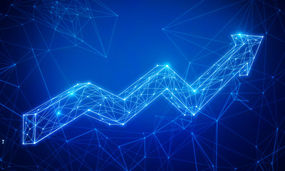 Blue polygonal arrow background
