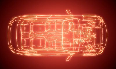 Digital red car design background