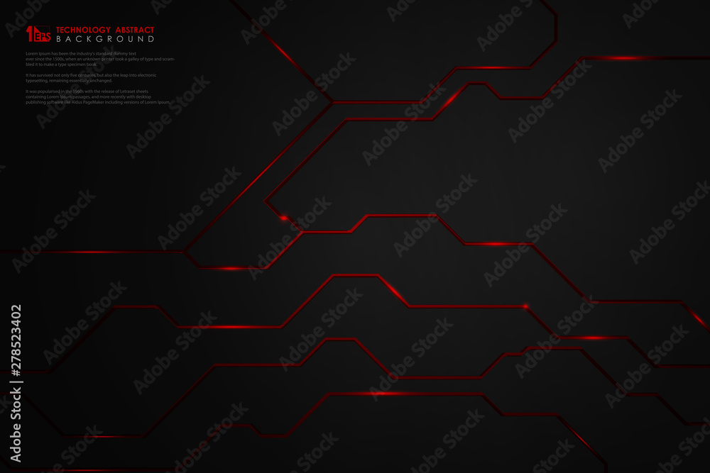 Poster abstract gradient black technology on red line background. illustration vector eps10