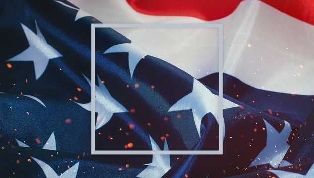 The flag of the United States of America in close up frame, American flag banner