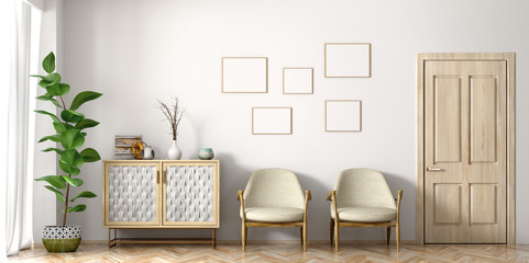 Interior of modern living room 3d rendering