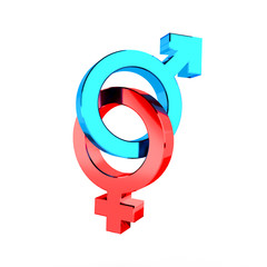 Gender man and woman signs. Mars and Venus symbol isolated 3D illustration