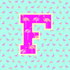 Seamless pattern with pink flamingos. Vector.