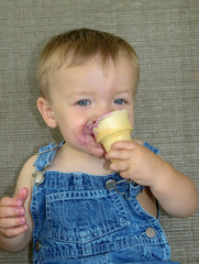 little boy eating ice cream