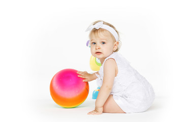 beautiful little girl all in white clothes