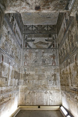 Fototapeta na wymiar Scene in Denderah Temple, Qena, Egypt