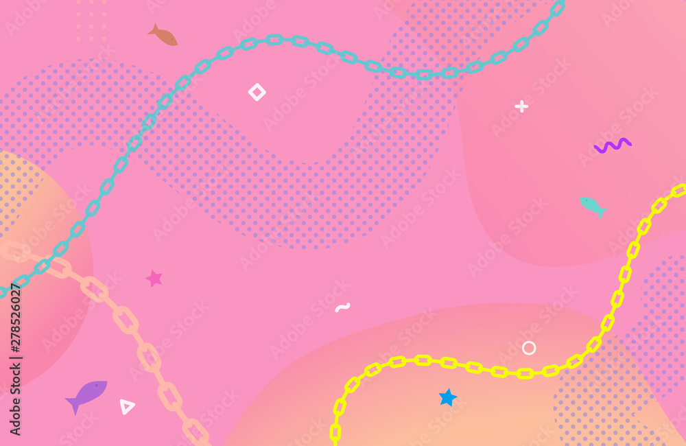 Aufkleber Abstract pink curve and chain gradient background design vector