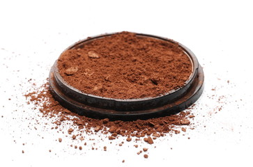 Face powder makeup with container isolated on white background