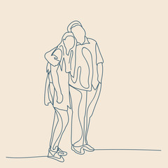 sketch with lines, people, friends