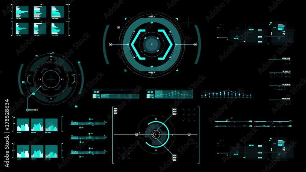 Poster target pointer and futuristic user interface hud gui digital text number element for cyber technolog