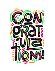 Congratulations - Typography, Lettering, Handwritten, vector for greeting