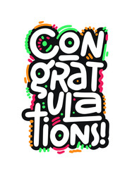 Congratulations - Typography, Lettering, Handwritten, vector for greeting