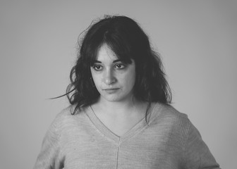 Human expressions and emotions. Young attractive woman with sad and depressed expression