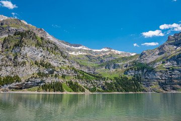 Fototapeta na wymiar Landscape at Oeschinensee lake close to Kandersteg
