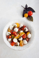 Caprice Salad in a white plate