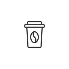 take-out coffee with cap and cup holder. disposable cardboard cup of coffee. Paper container icon.