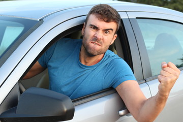 Frustrated male driver being verbally abusive 