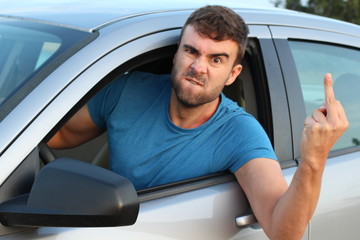 Frustrated male driver being verbally abusive