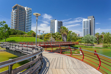 Diagonal Mar park,designed by Enric Miralles and Benedetta Tagliabue. Barcelona, Catalonia, Spain.