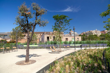 Public garden park, Parc de les Glories, Barcelona, Catalonia, Spain.