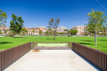 Public garden park, Parc de les Glories, Barcelona, Catalonia, Spain.