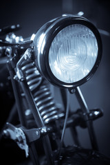 Fototapeta na wymiar Classic vintage motorcycle headlight
