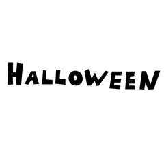 Halloween icons: thin monochrome icon set, black and white kit. Creepy and funny jack face, bat, lettering.