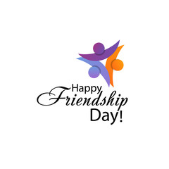 Fototapeta premium Happy Friendship day vector typographic design. Inspirational quote about friendship. Usable as greeting cards, posters, clothing, t-shirt for your friends. Vector illustration