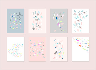 Hand drawn abstract pastel baby shower card with brush confetti - obrazy, fototapety, plakaty