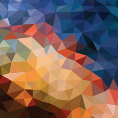 Polygonal abstract background - vector pattern in orange, brown, beige, blue colors. Geometric backdrop. Web site wallpaper.  