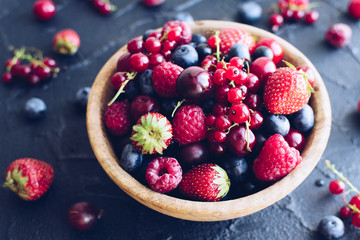 Bowl of various ripe berries