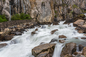 Canyon with wild part of the Schwarzbach river close to Kandersteg