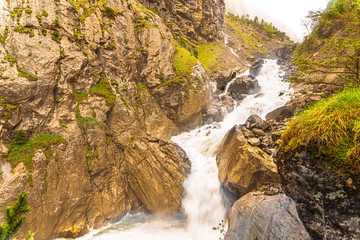 Canyon with wild part of the Schwarzbach river close to Kandersteg