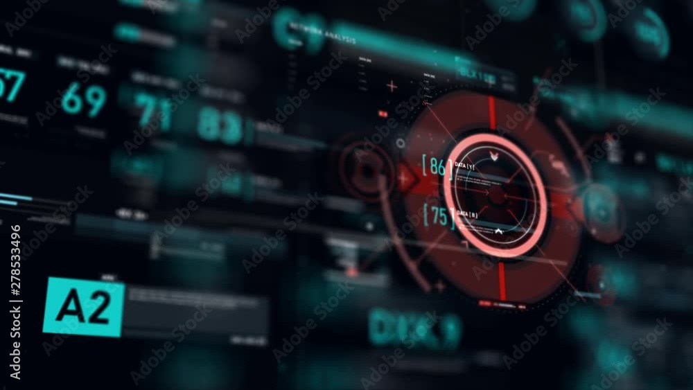 Poster target pointer and futuristic user interface hud gui digital text number element for cyber technolog