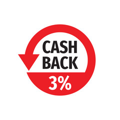 Cash back 3% money refound - concept badge vector illustration on white background. Emblem label sticker. Graphic design element.  