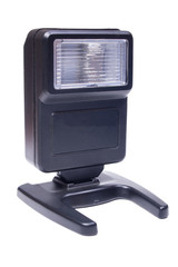 Old vintage flash light, on white background, isolated.