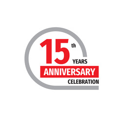 15th anniversary celebration badge logo design. Fifteen years banner poster.
