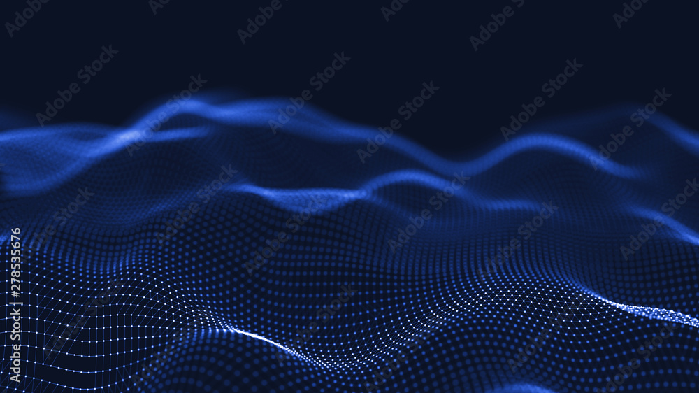 Poster 3d abstract digital technology background. futuristic sci-fi user interface concept with gradient do