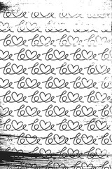 Grunge pattern with line art lettering of word 