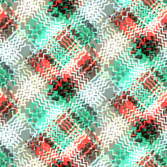 Seamless pattern glitch design. Multicolor print with striped and wavy elements. Watercolor effect. Suitable for bed linen, leggings, shorts and fashion industry.