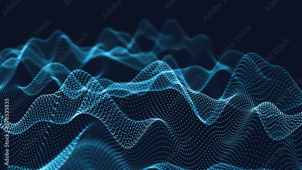 Poster 3d abstract digital technology background. futuristic sci-fi user interface concept with gradient do