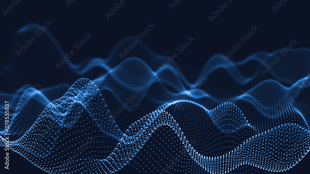Poster 3d abstract digital technology background. futuristic sci-fi user interface concept with gradient do
