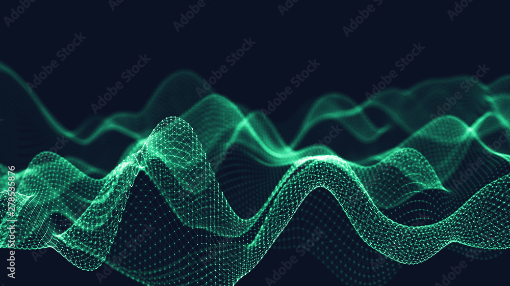 Poster 3d abstract digital technology background. futuristic sci-fi user interface concept with gradient do