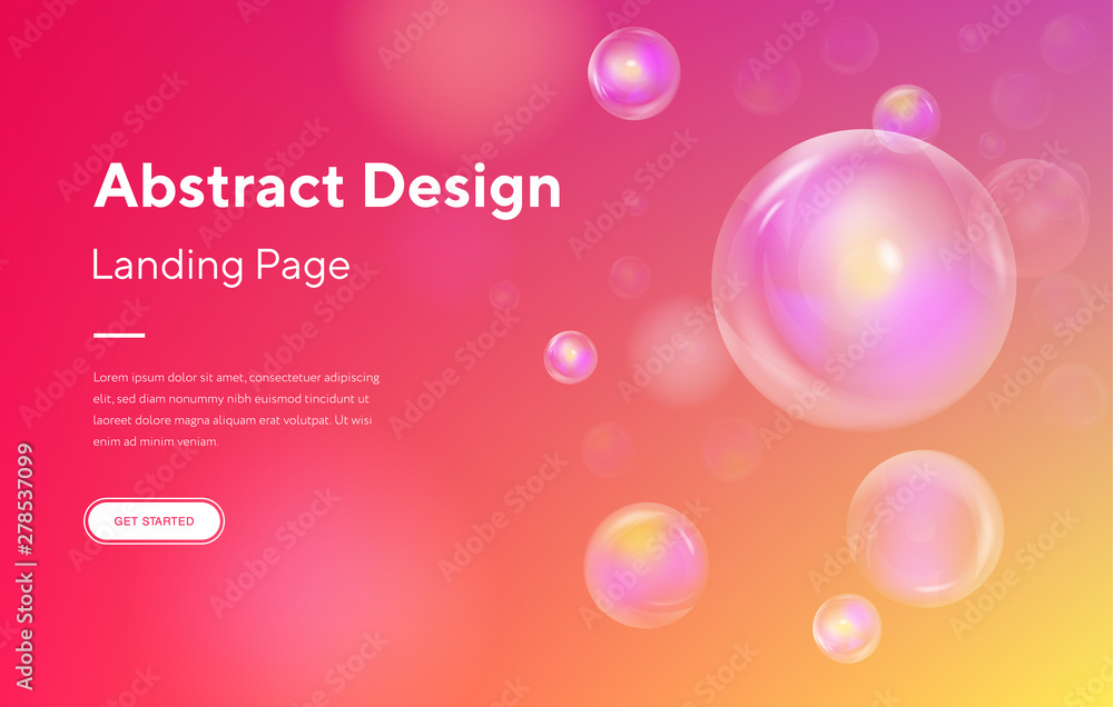 Poster minimal geometric background. dynamic shapes composition. bubble soap abstract motion landing page b